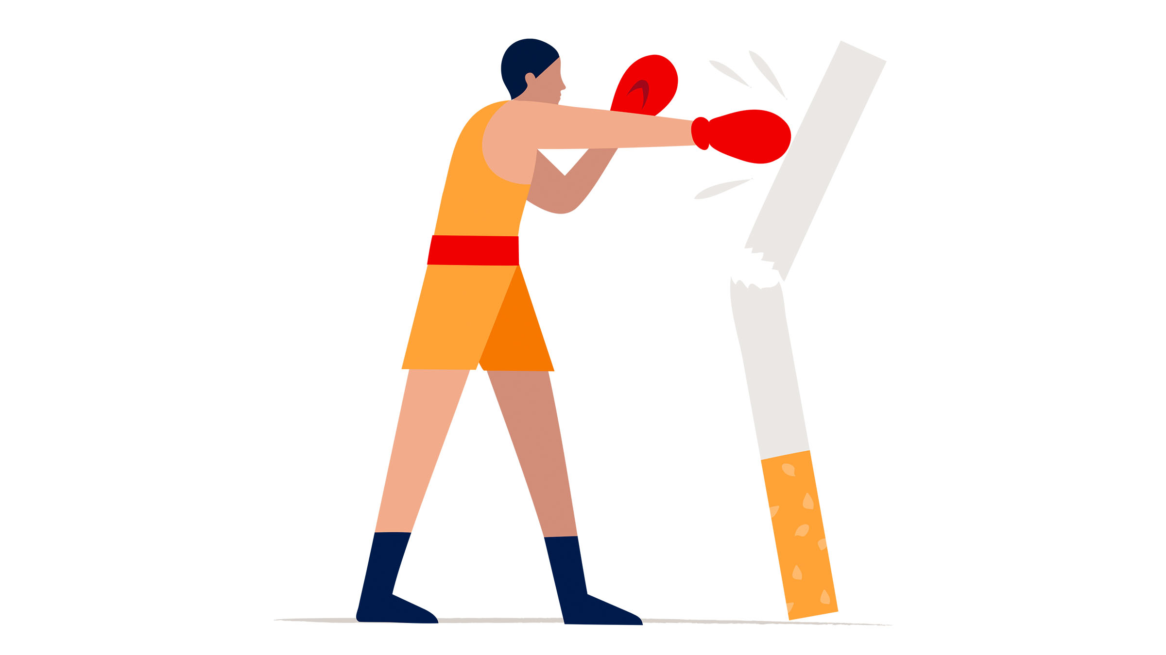 Illustration af en mand, der slår på en cigaret