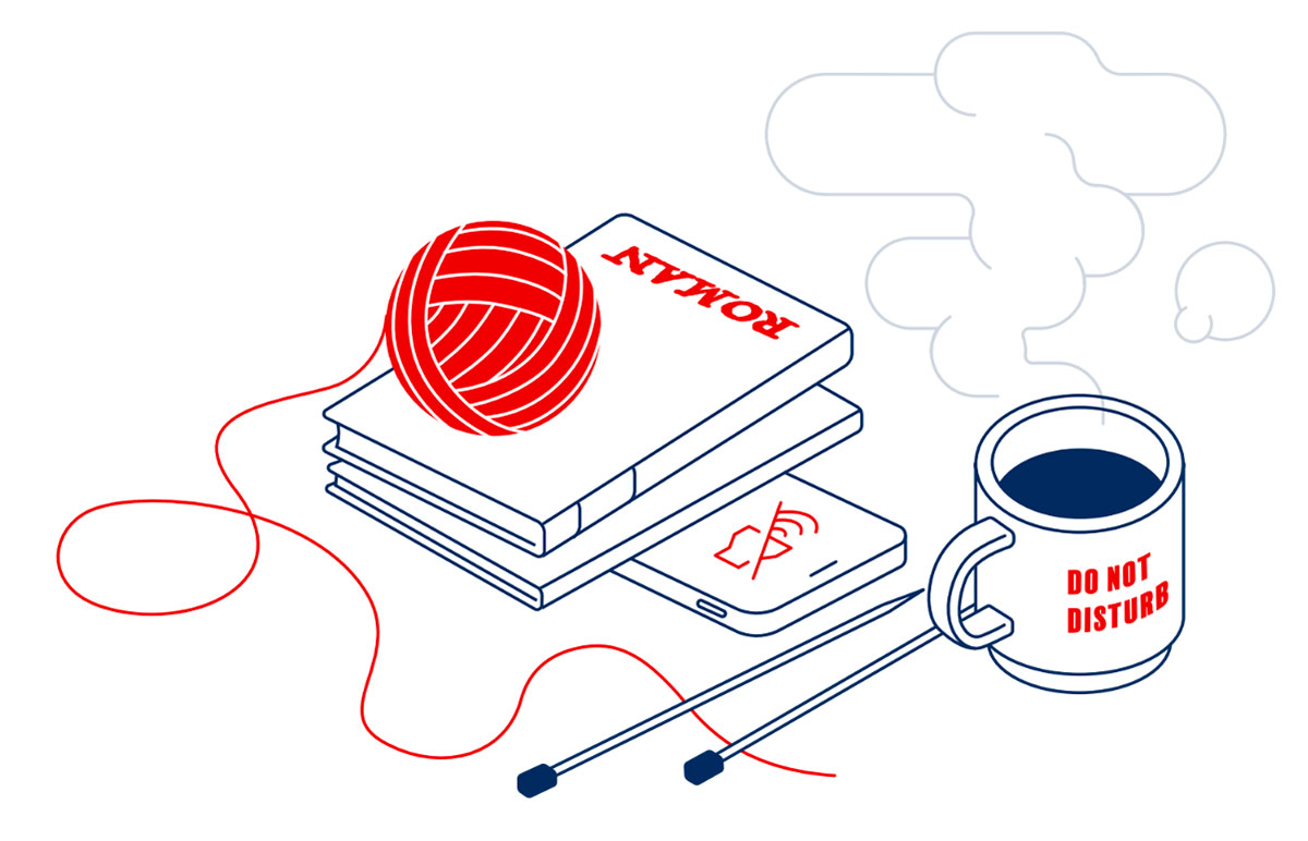 Pause fra mobiltelefonen med kaffe og bøger